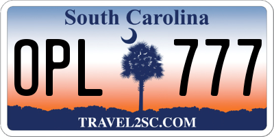 SC license plate OPL777