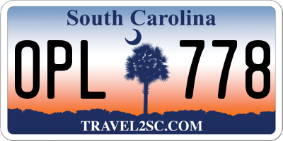 SC license plate OPL778