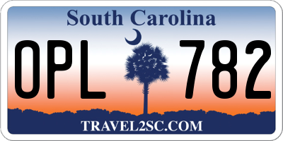 SC license plate OPL782