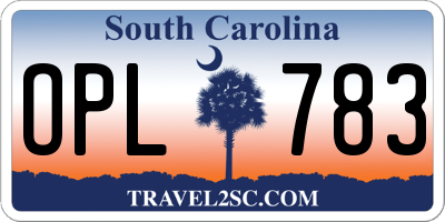 SC license plate OPL783