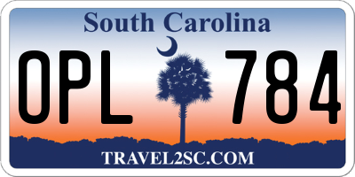 SC license plate OPL784
