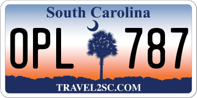 SC license plate OPL787