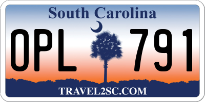 SC license plate OPL791