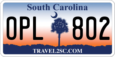 SC license plate OPL802