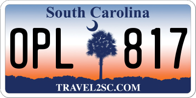 SC license plate OPL817
