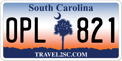 SC license plate OPL821