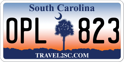 SC license plate OPL823