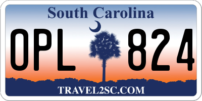 SC license plate OPL824