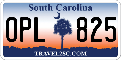 SC license plate OPL825