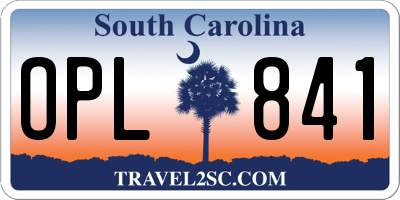 SC license plate OPL841