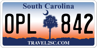 SC license plate OPL842