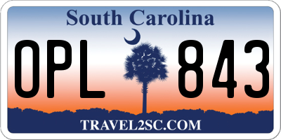 SC license plate OPL843