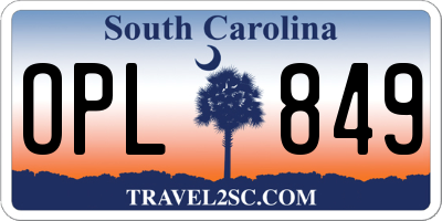SC license plate OPL849