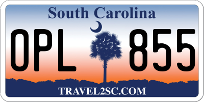 SC license plate OPL855