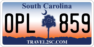 SC license plate OPL859