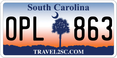 SC license plate OPL863