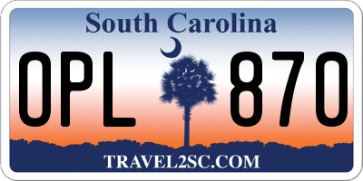 SC license plate OPL870