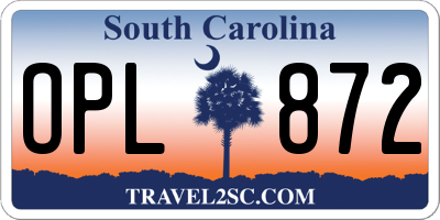 SC license plate OPL872