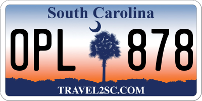 SC license plate OPL878