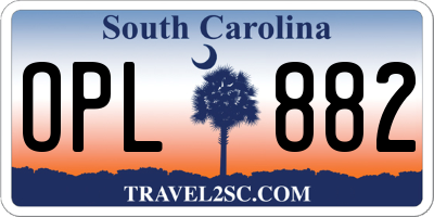 SC license plate OPL882