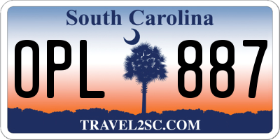 SC license plate OPL887