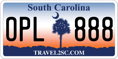 SC license plate OPL888