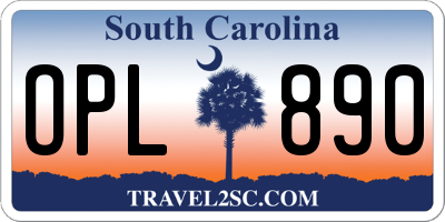 SC license plate OPL890