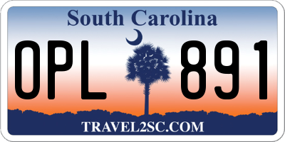 SC license plate OPL891