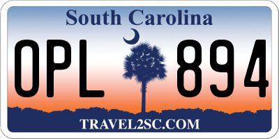 SC license plate OPL894