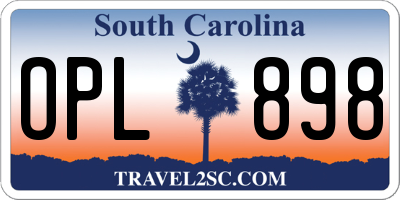 SC license plate OPL898