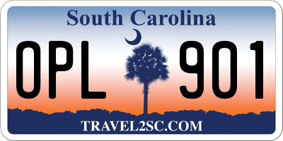 SC license plate OPL901