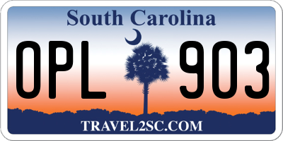 SC license plate OPL903