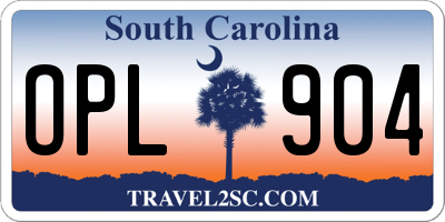 SC license plate OPL904