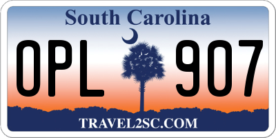 SC license plate OPL907