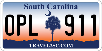 SC license plate OPL911