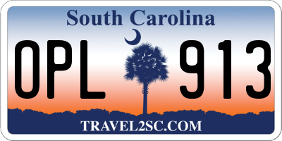 SC license plate OPL913