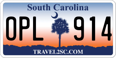 SC license plate OPL914