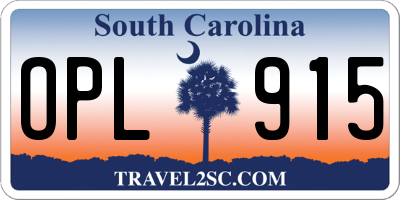 SC license plate OPL915