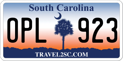 SC license plate OPL923
