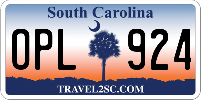 SC license plate OPL924