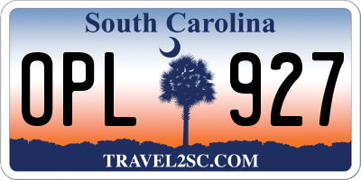SC license plate OPL927