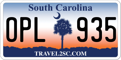 SC license plate OPL935
