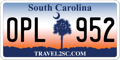 SC license plate OPL952