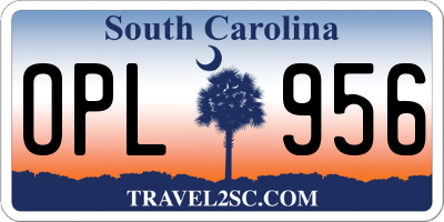 SC license plate OPL956
