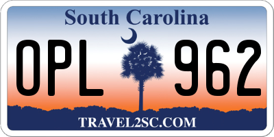SC license plate OPL962