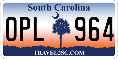 SC license plate OPL964