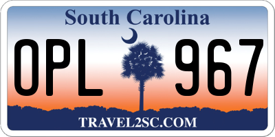 SC license plate OPL967