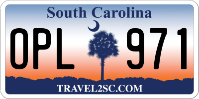 SC license plate OPL971