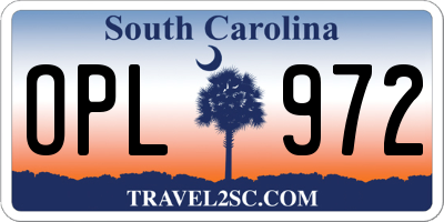 SC license plate OPL972