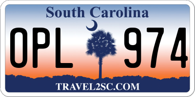 SC license plate OPL974